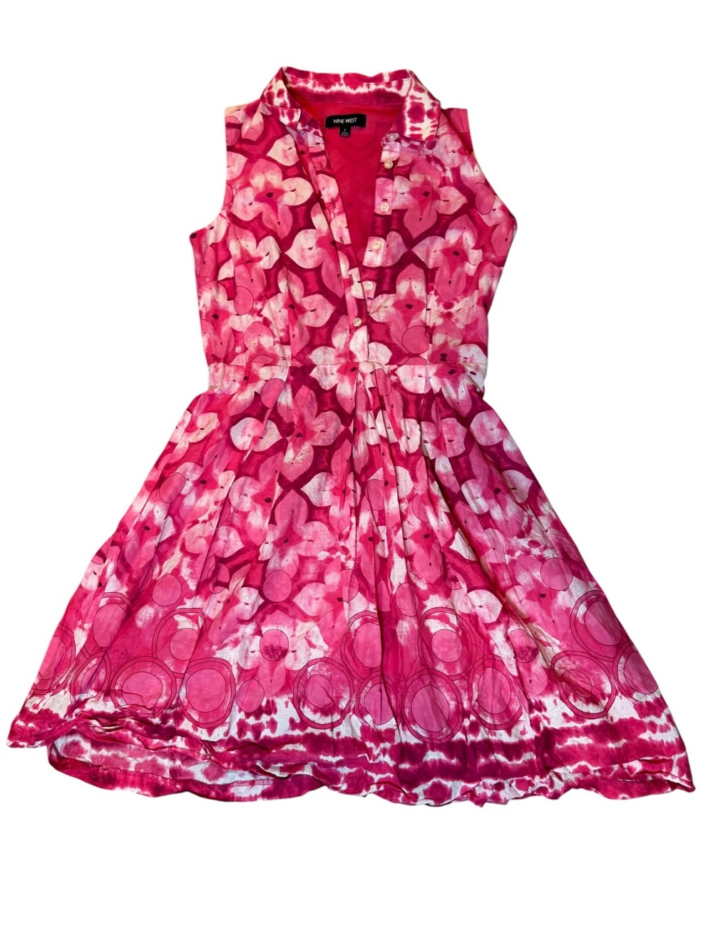 Nine West Girls' Hot Pink Floral Sleeveless Fit & Flare Dress